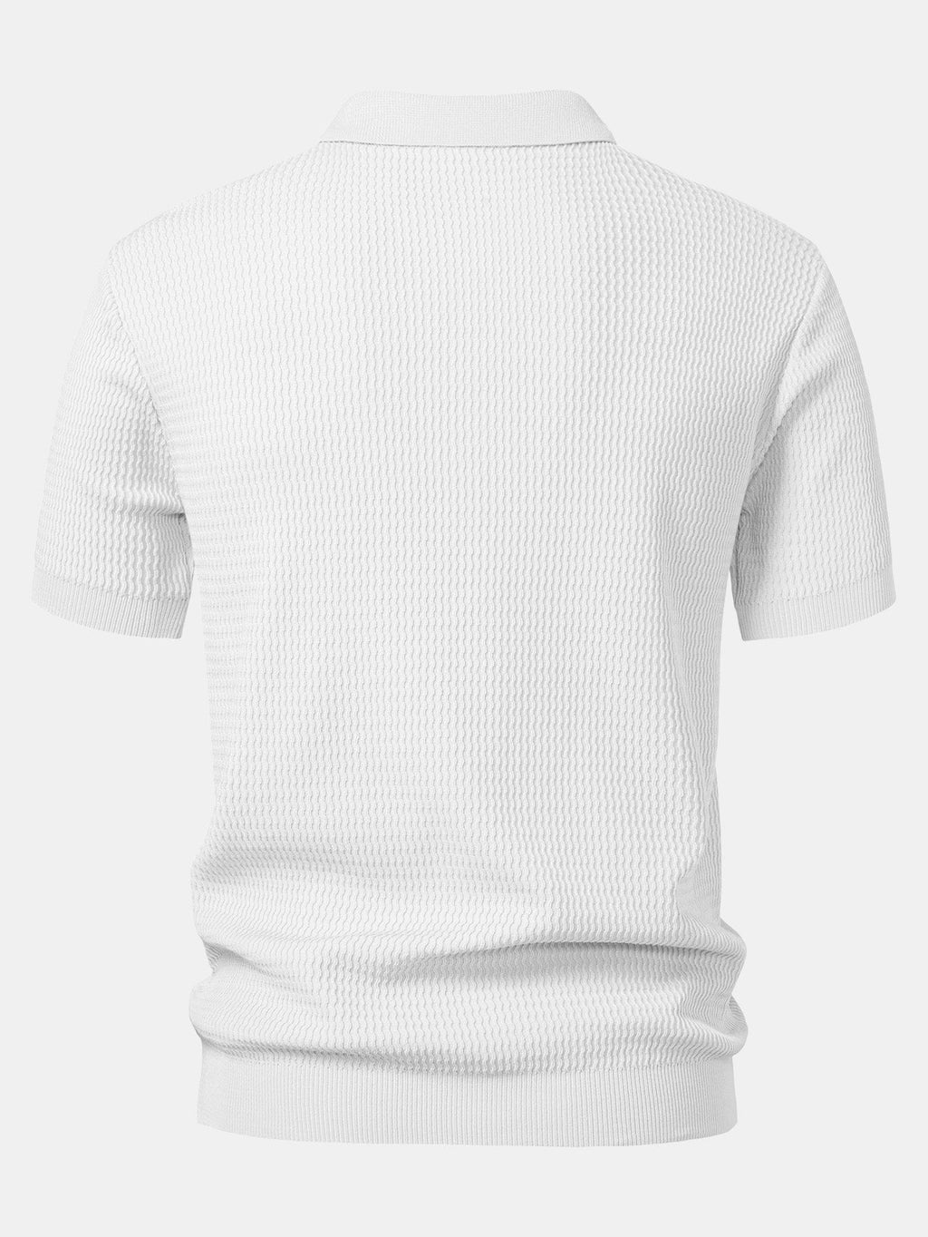Set – V-výstřih jacquard polo svetr a rovné žebrované kalhoty
