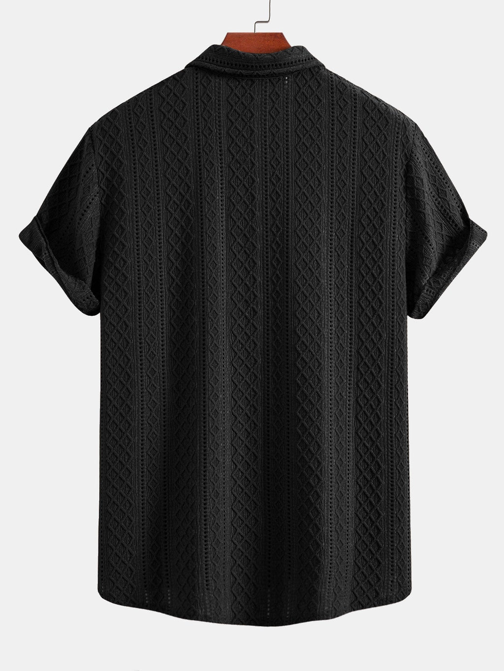 Set – geometrická jacquard košile a lněné kalhoty