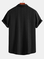 Set – geometrická jacquard košile a lněné kalhoty