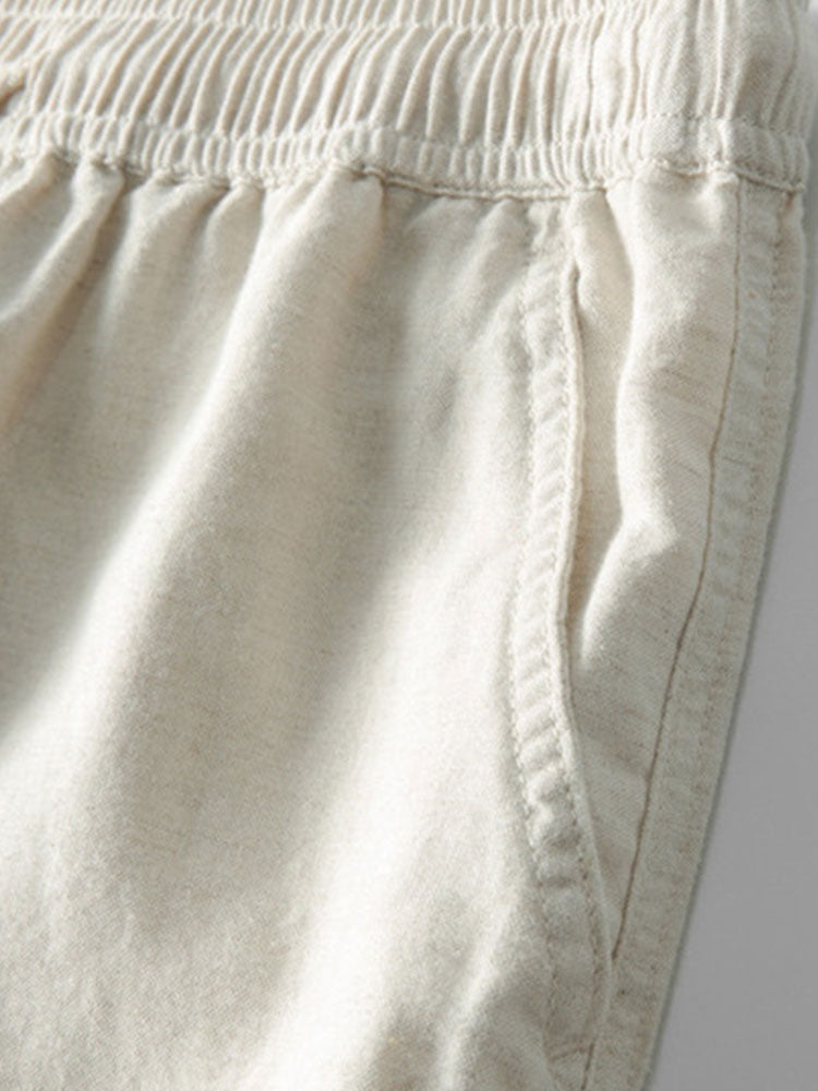 Set – geometrická jacquard košile a lněné kalhoty