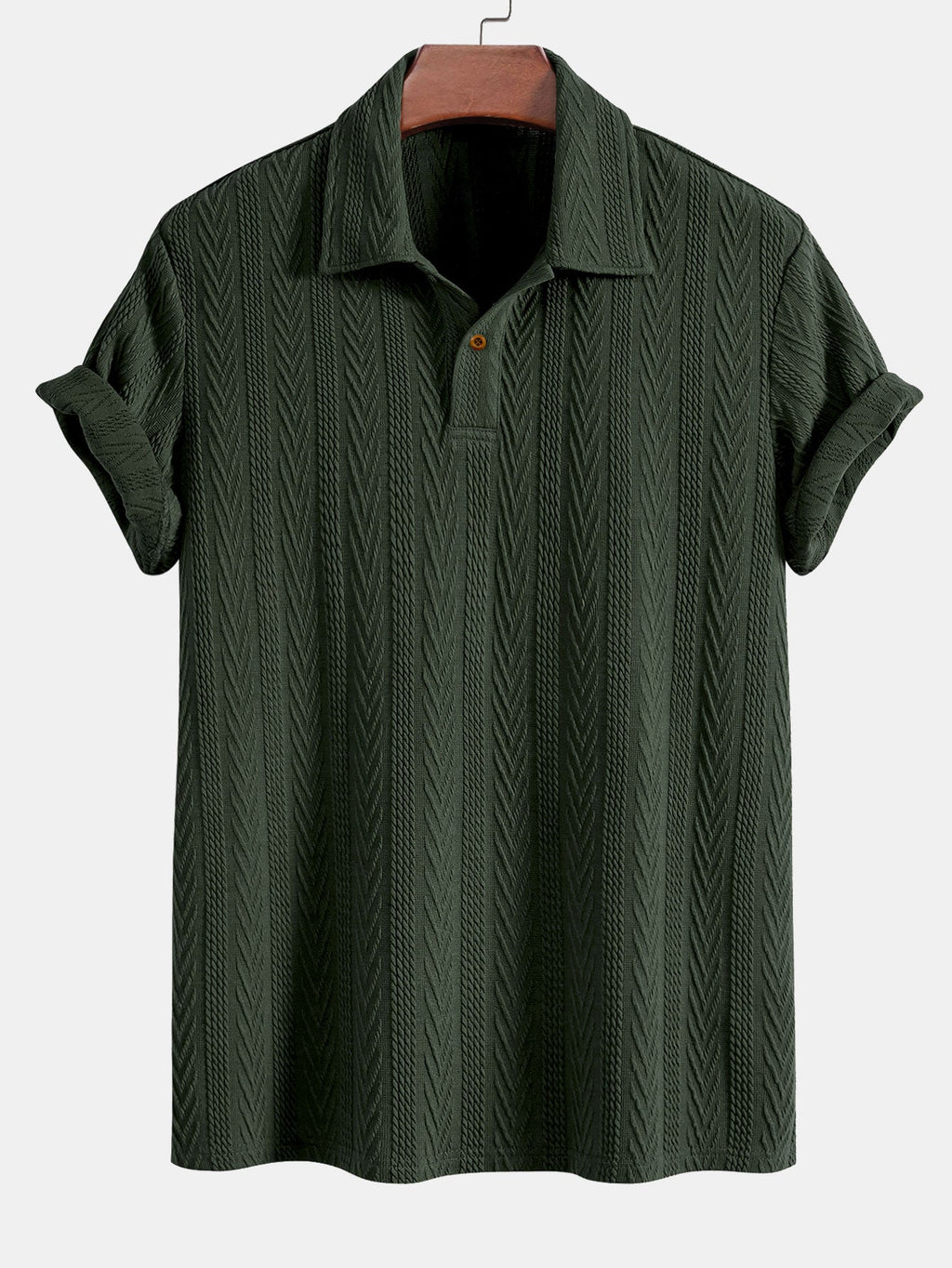 Set – jacquard polo s krátkým rukávem a rovné kalhoty