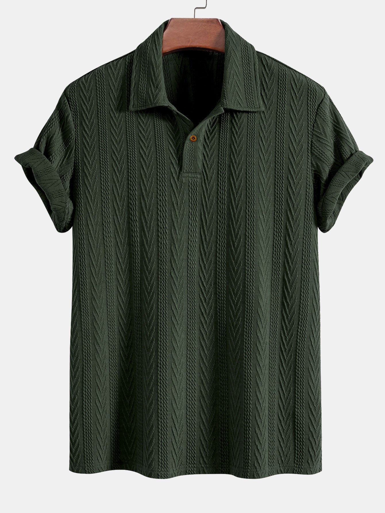 Set – jacquard polo s krátkým rukávem a rovné kalhoty