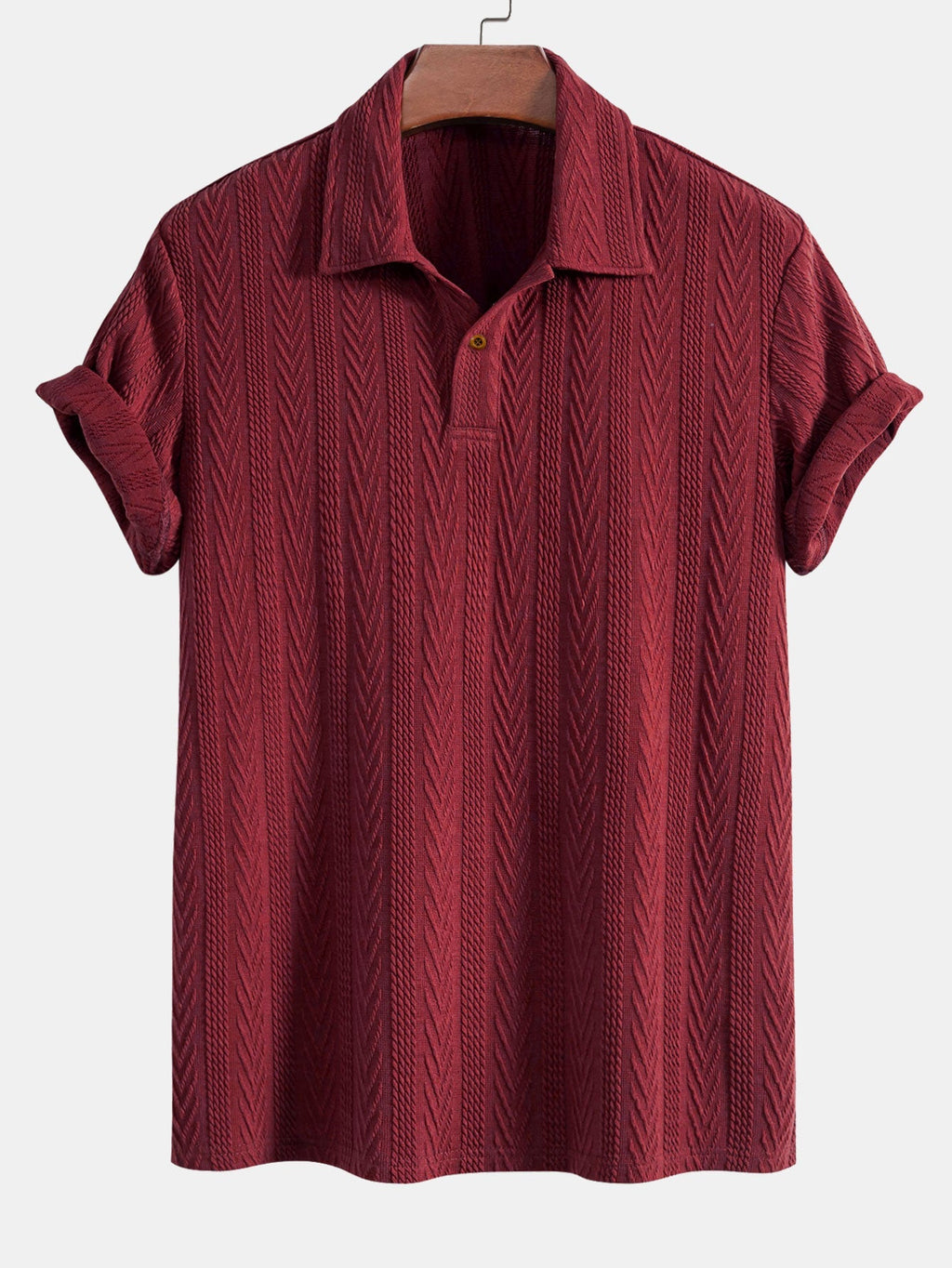 Set – jacquard polo s krátkým rukávem a rovné kalhoty