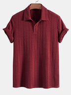 Set – jacquard polo s krátkým rukávem a rovné kalhoty