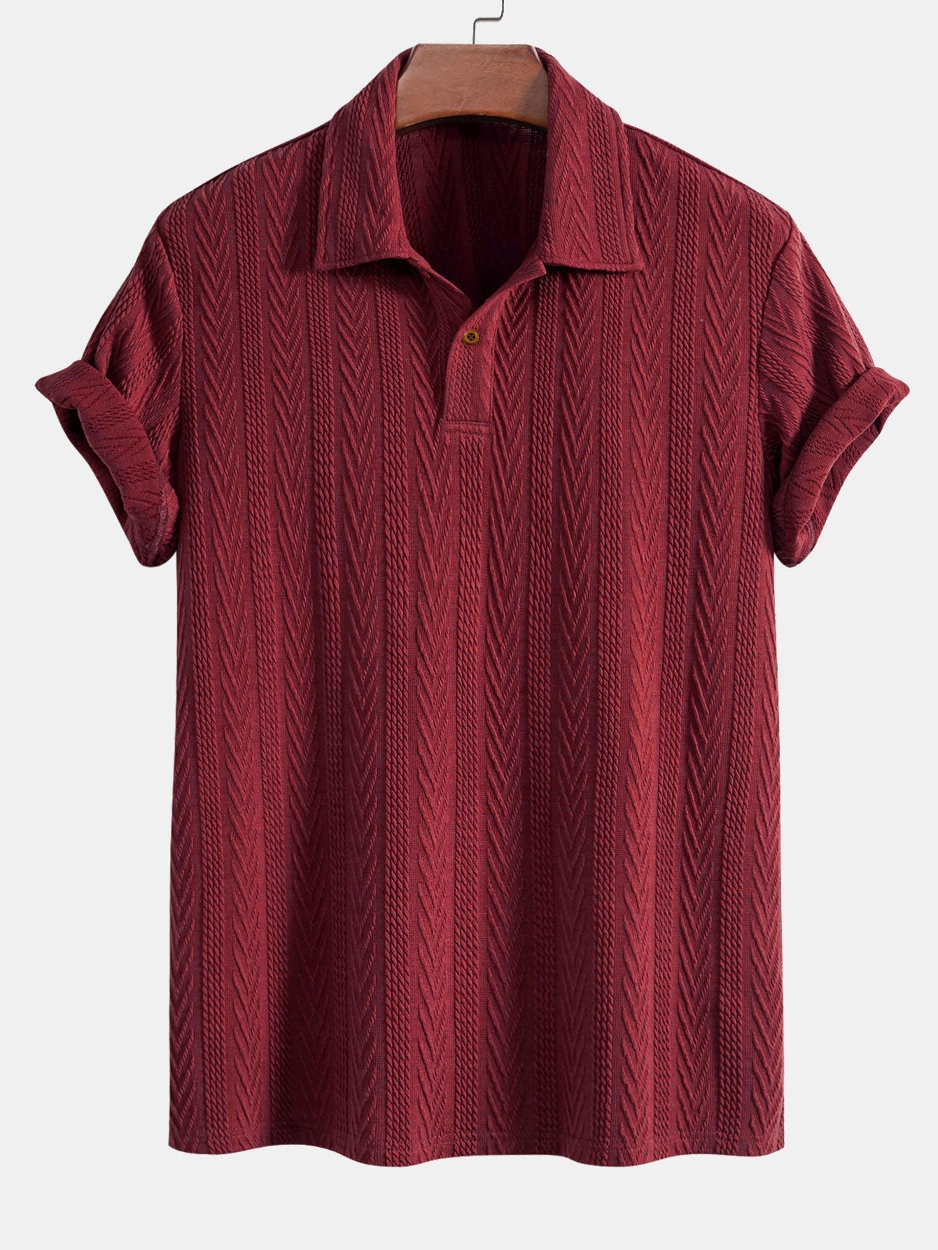 Set – jacquard polo s krátkým rukávem a rovné kalhoty