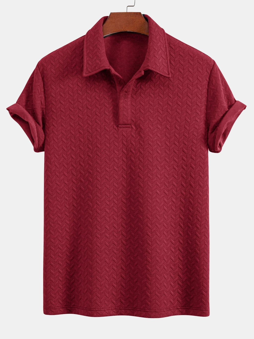 Set – geometrické jacquard polo a krátké kalhoty