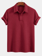 Set – geometrické jacquard polo a krátké kalhoty