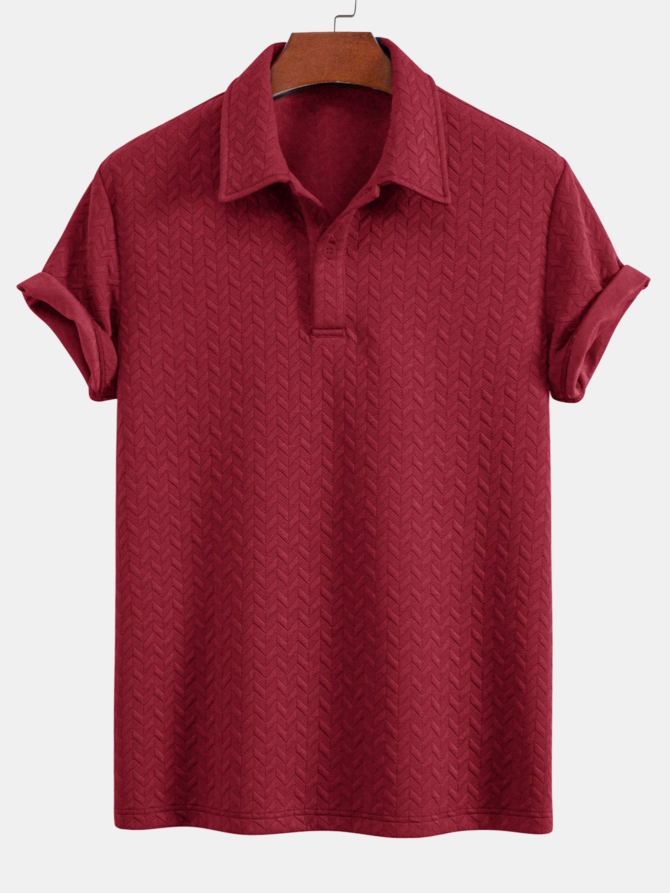 Set – geometrické jacquard polo a krátké kalhoty