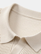Set – pletené jacquard polo a slim tapered kalhoty