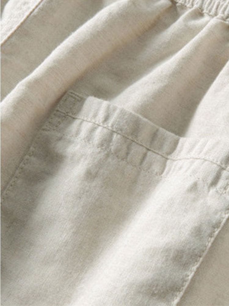Set – geometrická jacquard košile a lněné kalhoty
