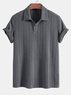 Set – jacquard polo s krátkým rukávem a rovné kalhoty