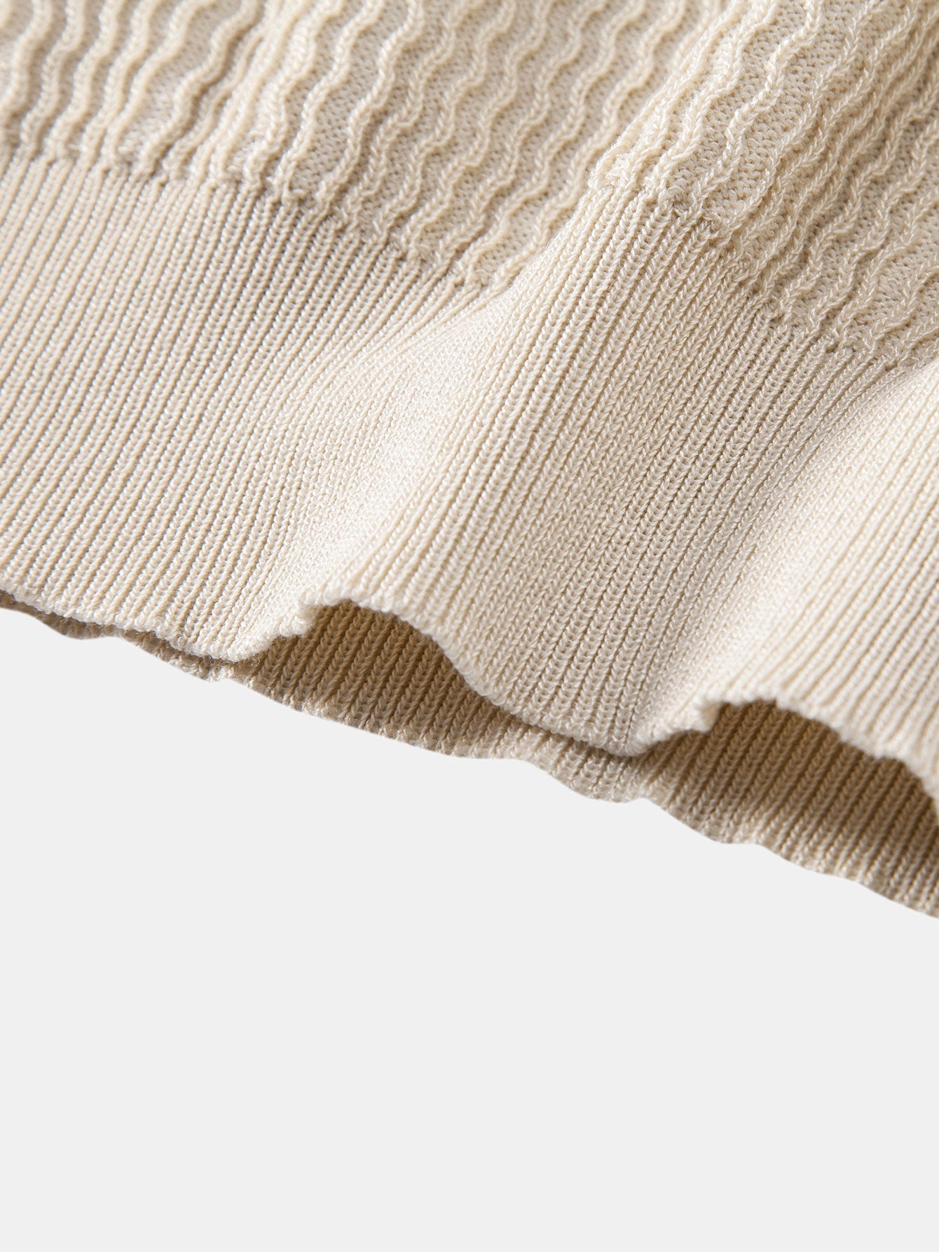Set – V-výstřih jacquard polo svetr a rovné žebrované kalhoty