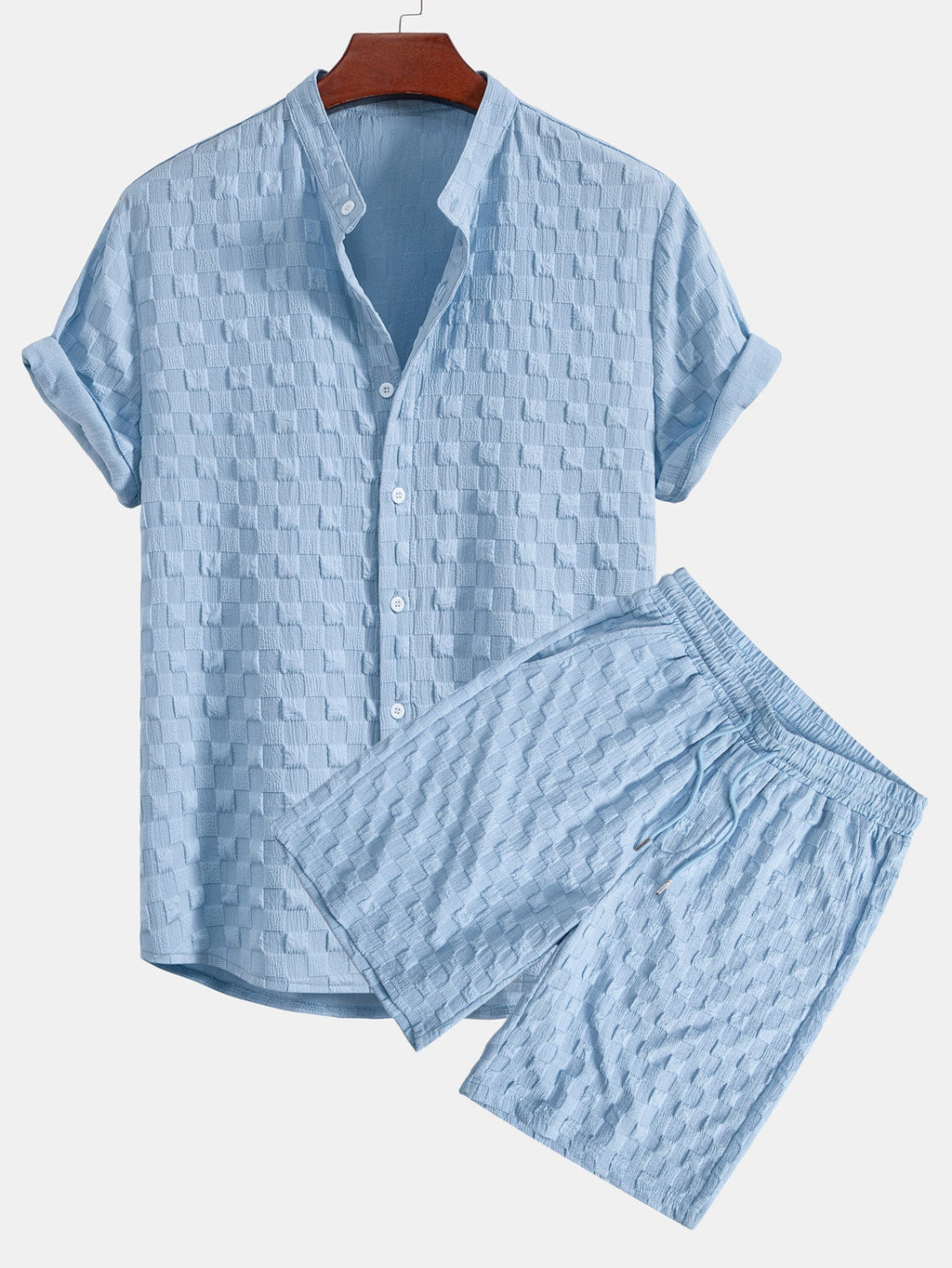 Set – košile a krátké kalhoty s kostkovaným jacquard vzorem