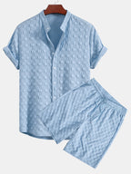 Set – košile a krátké kalhoty s kostkovaným jacquard vzorem