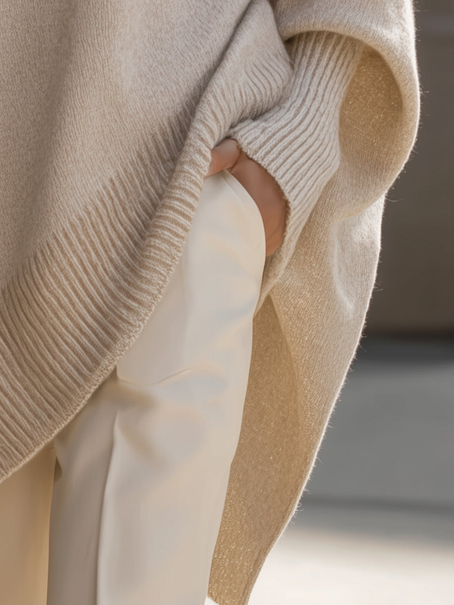Dlouhý oversize pletený svetr z jemného materiálu