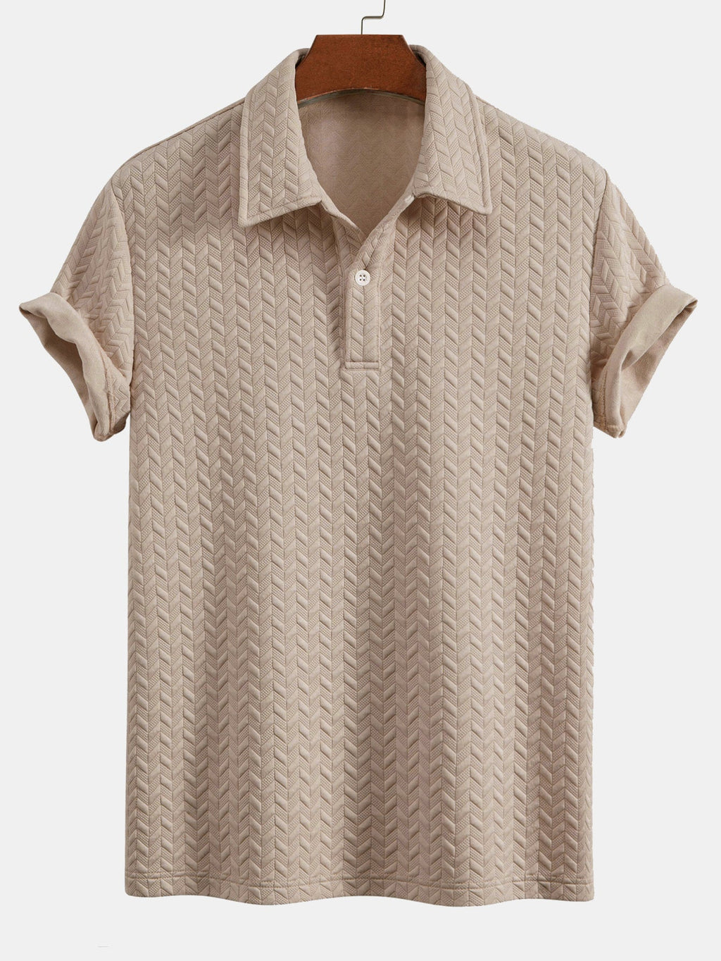 Set – geometrické jacquard polo a krátké kalhoty