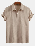 Set – geometrické jacquard polo a krátké kalhoty
