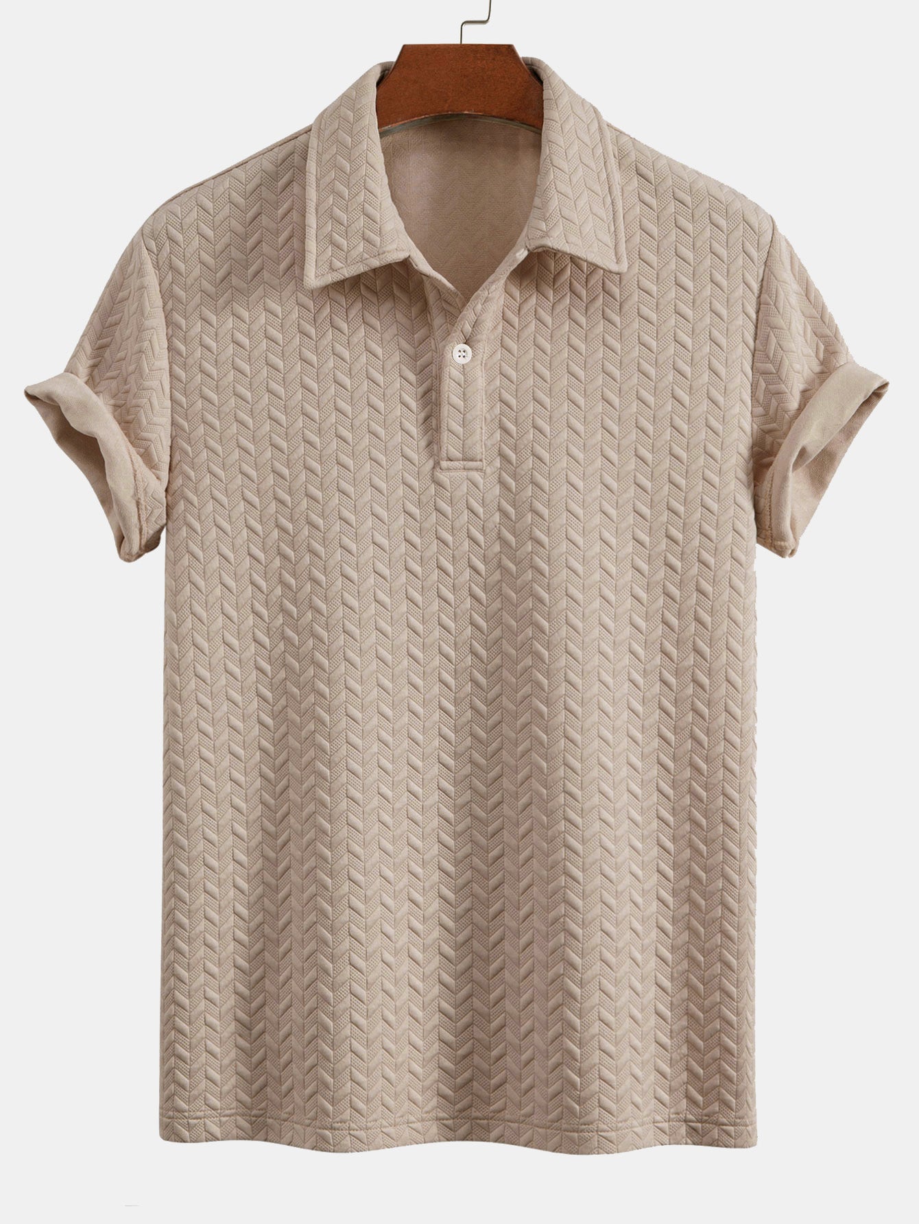 Set – geometrické jacquard polo a krátké kalhoty