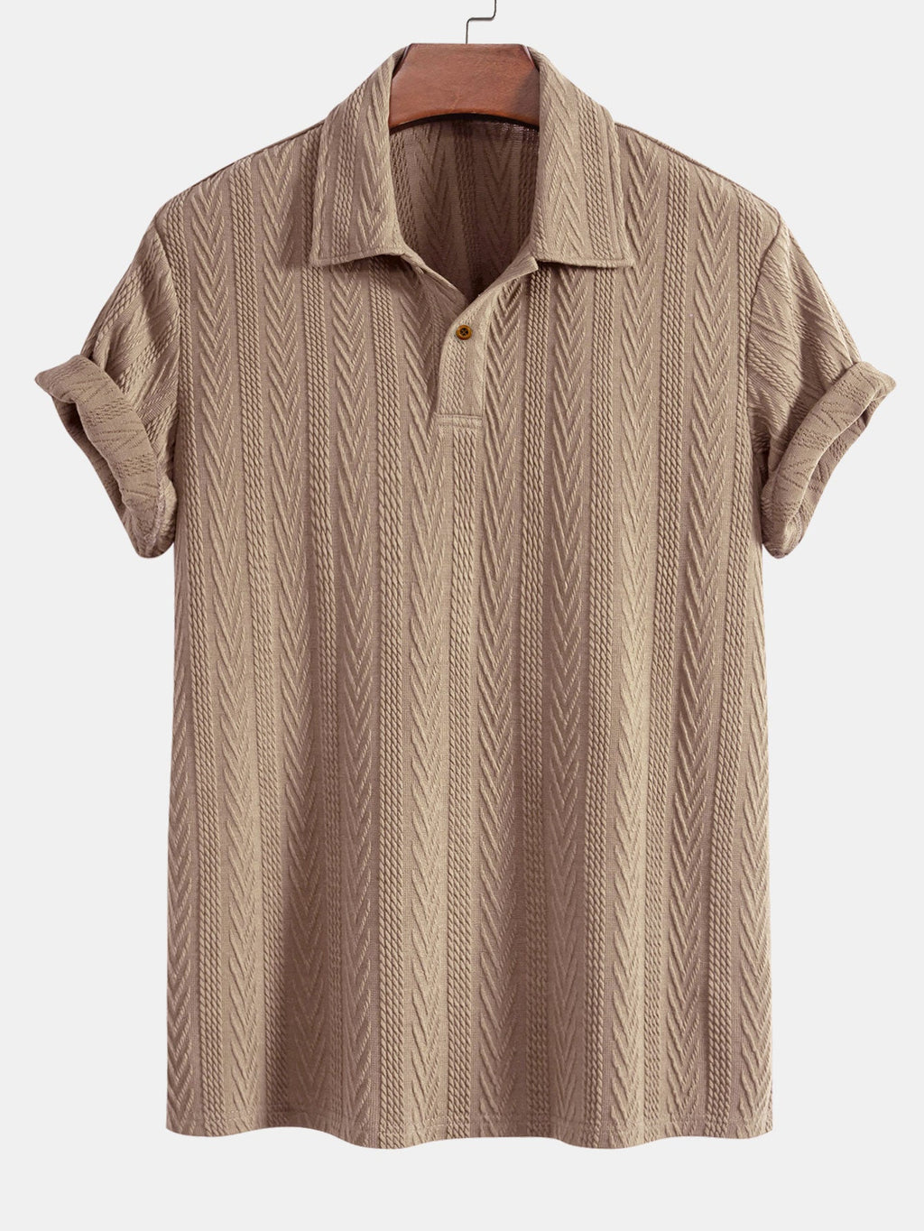 Set – jacquard polo s krátkým rukávem a rovné kalhoty