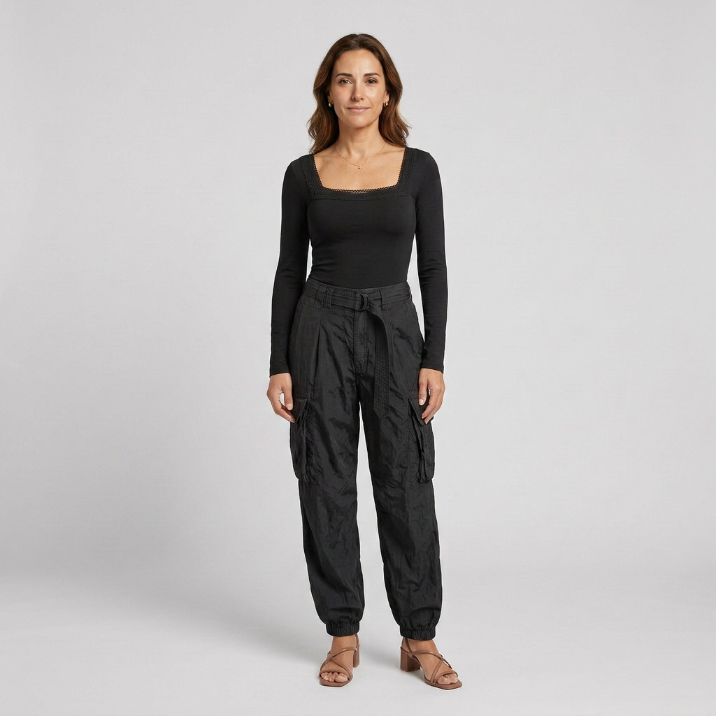 Dámský set – čtvercový top a cargo kalhoty urban styl