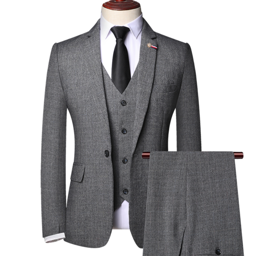 Pánský třídílný oblek slim fit pro formální příležitosti