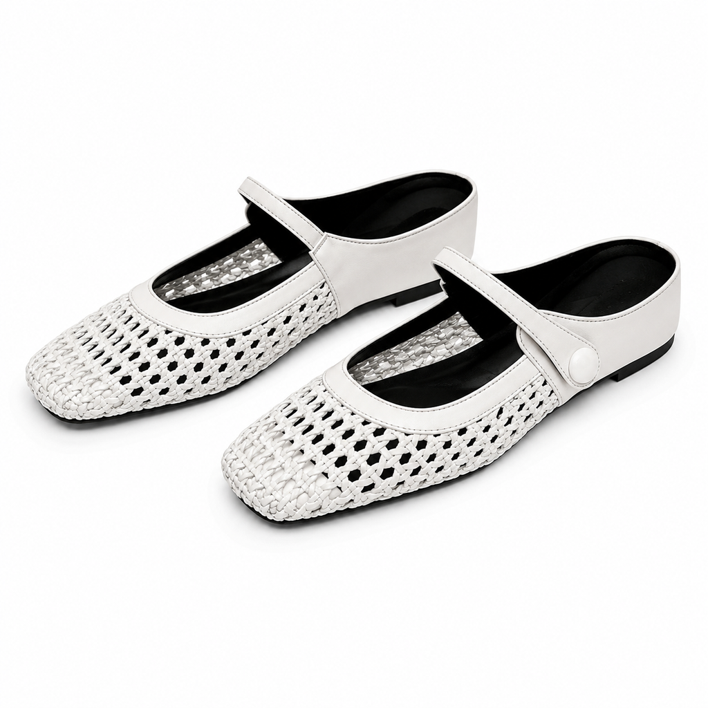LUMIRA™ ┃ Zuecos de Tela Trenzada con Punta Cuadrada