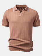 Set – elegantní geometrický jacquard polo a slim kalhoty