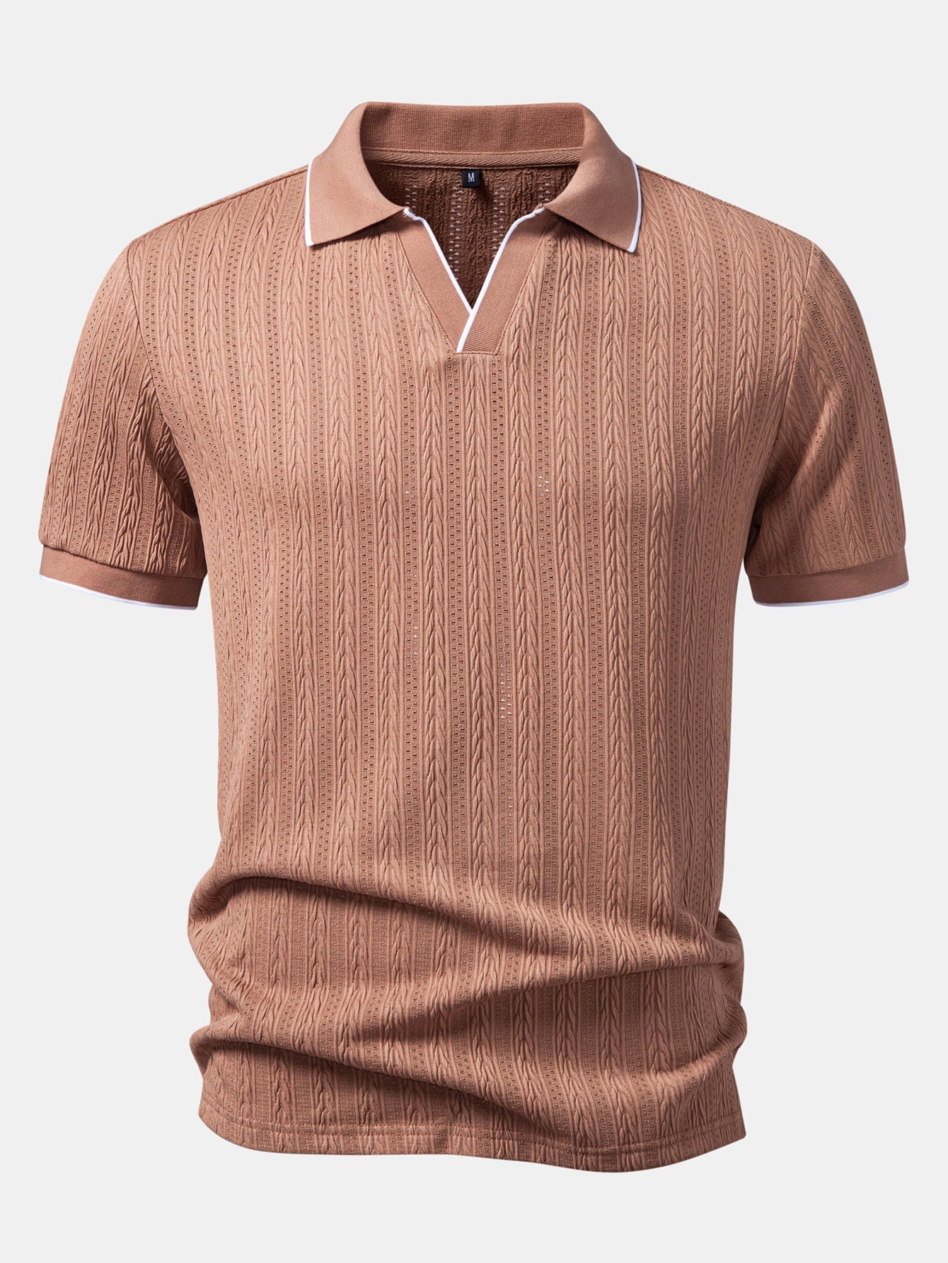 Set – elegantní geometrický jacquard polo a slim kalhoty