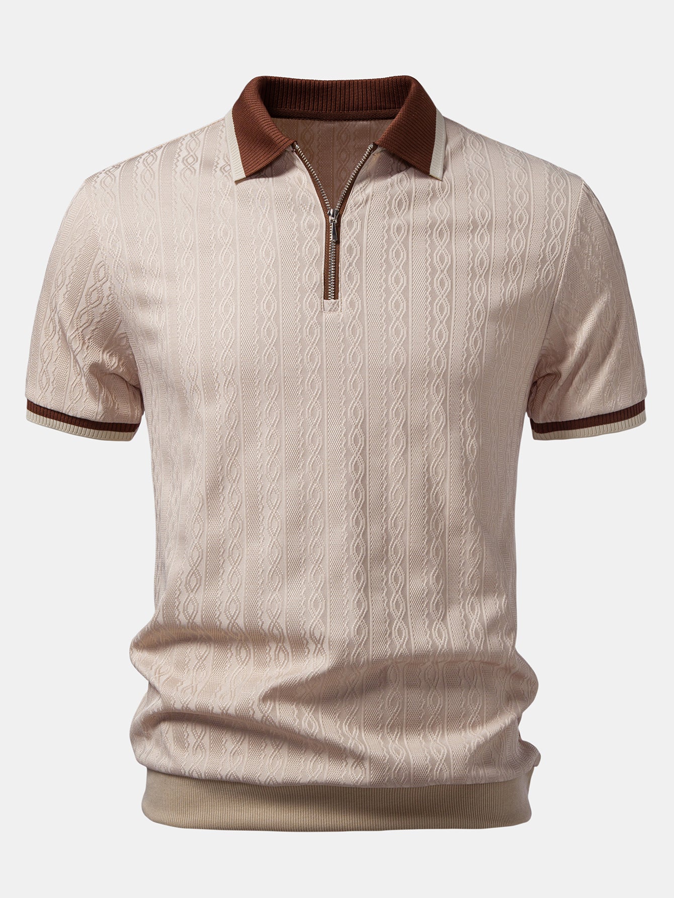 Set – polo pletené tričko na zip a slim kalhoty