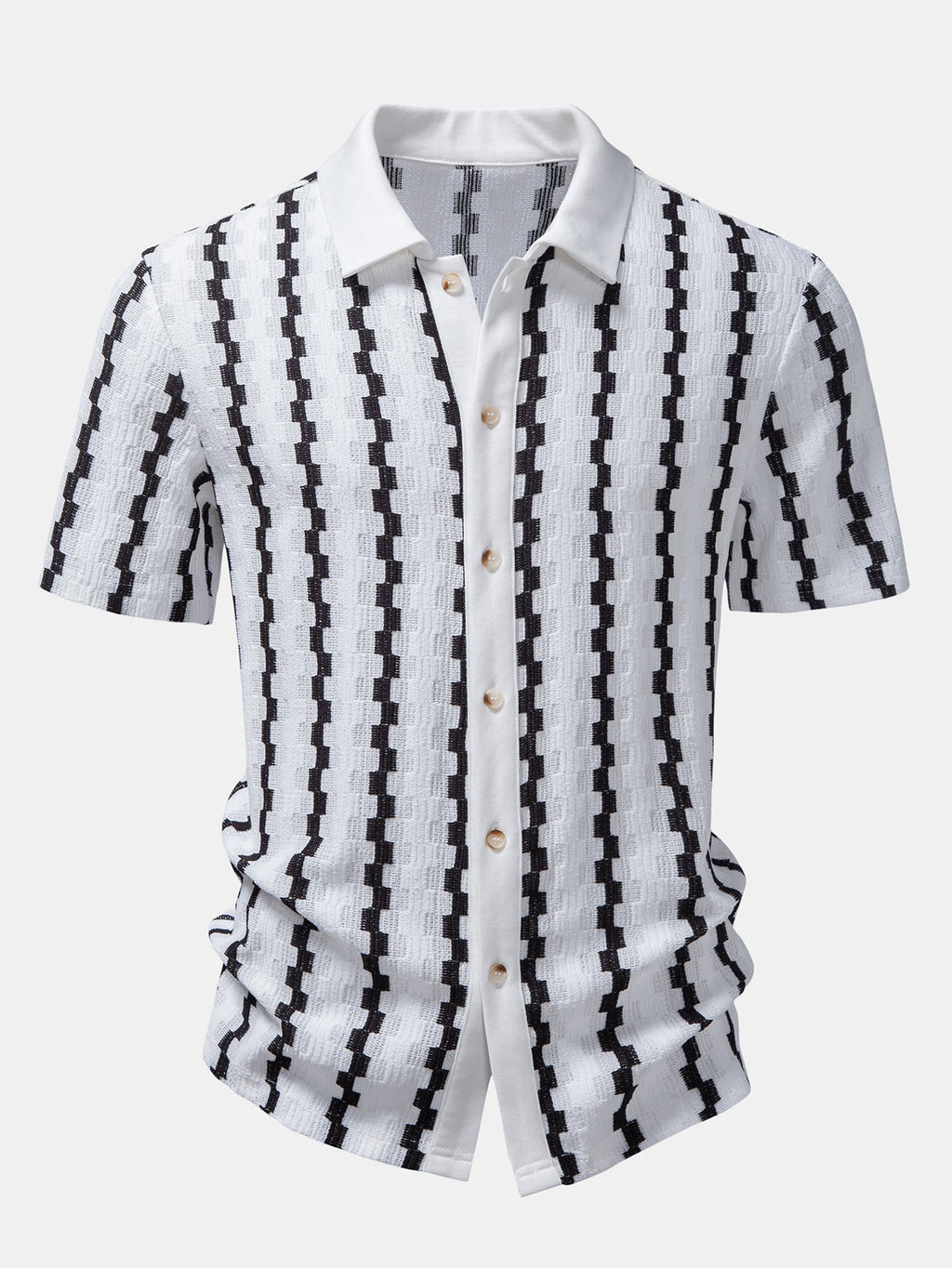 Set – kostkovaná jacquard košile a rovné zmačkané kalhoty