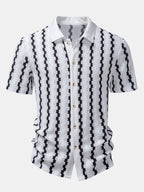 Set – kostkovaná jacquard košile a rovné zmačkané kalhoty