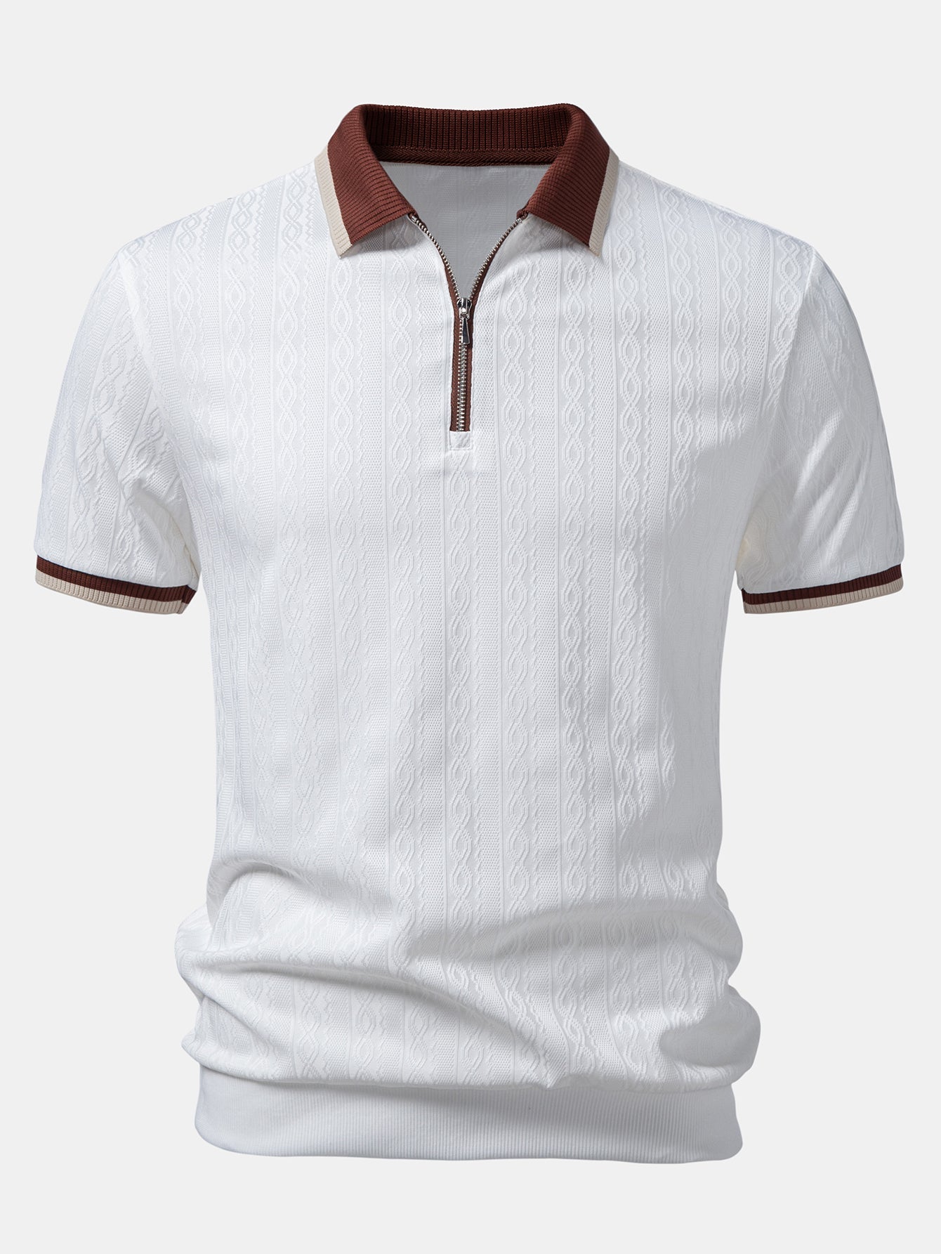 Set – polo pletené tričko na zip a slim kalhoty