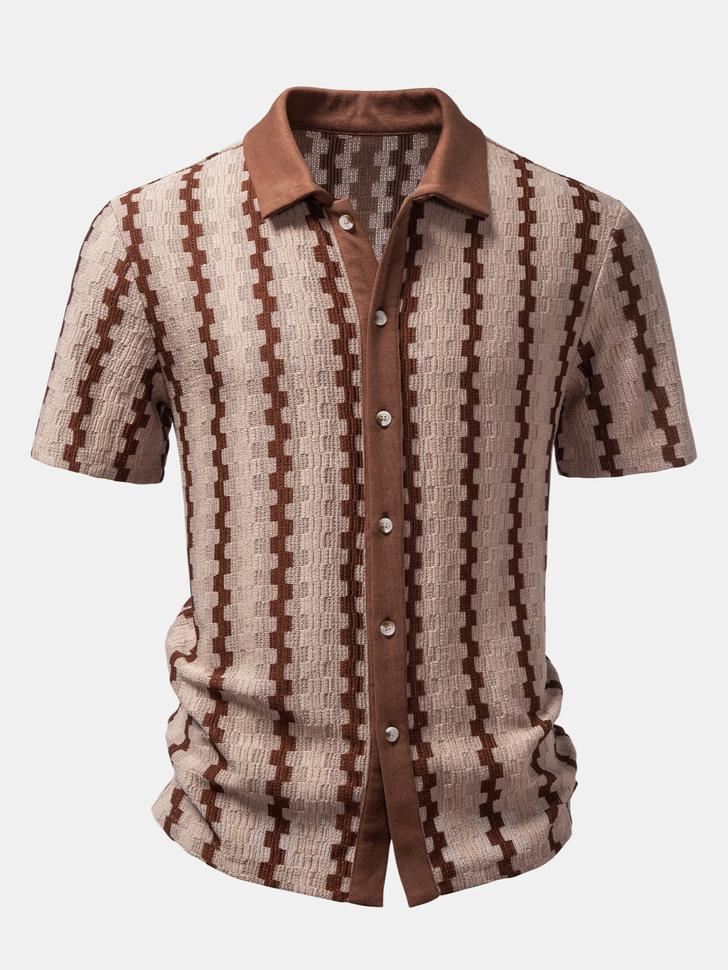 Set – kostkovaná jacquard košile a rovné lněné kalhoty