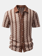 Set – kostkovaná jacquard košile a rovné zmačkané kalhoty