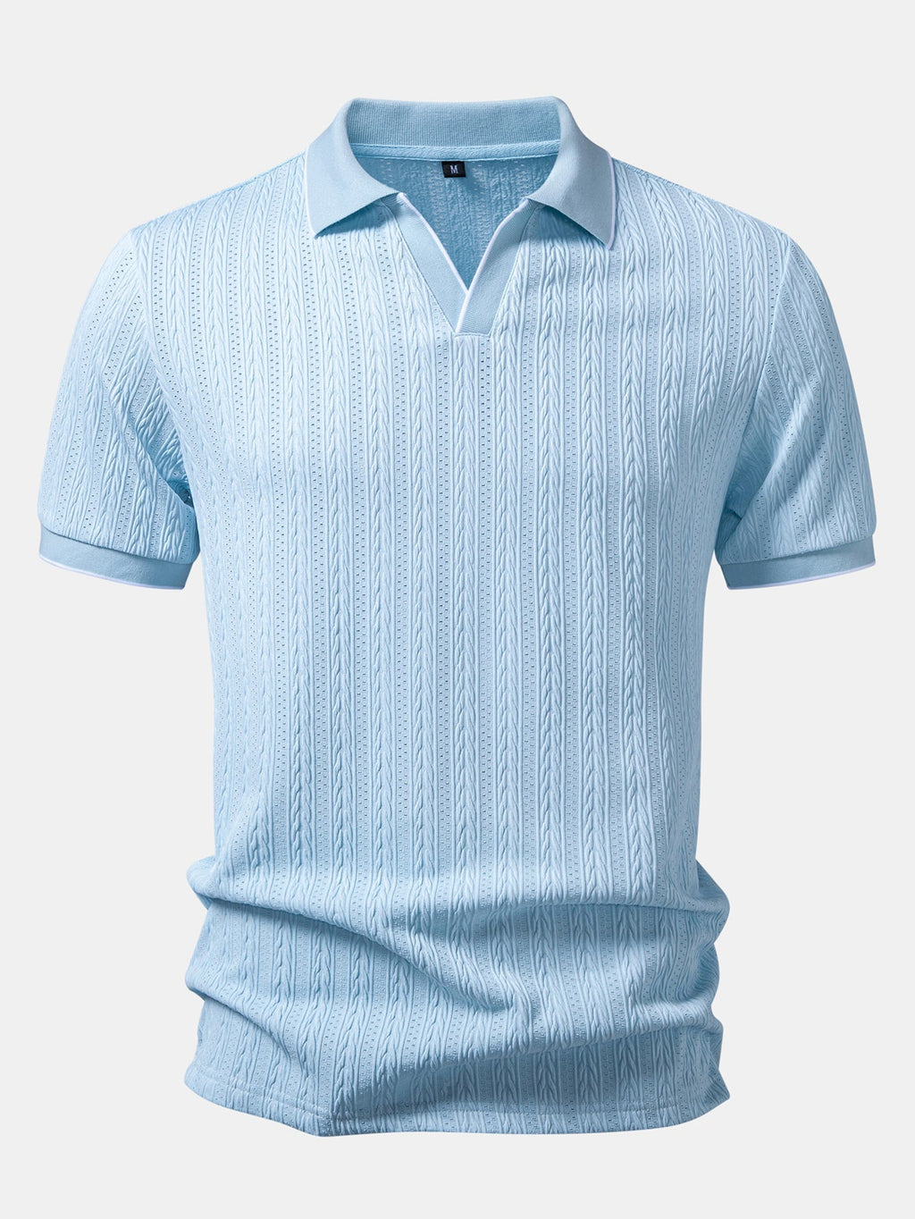 Set – elegantní geometrický jacquard polo a slim kalhoty