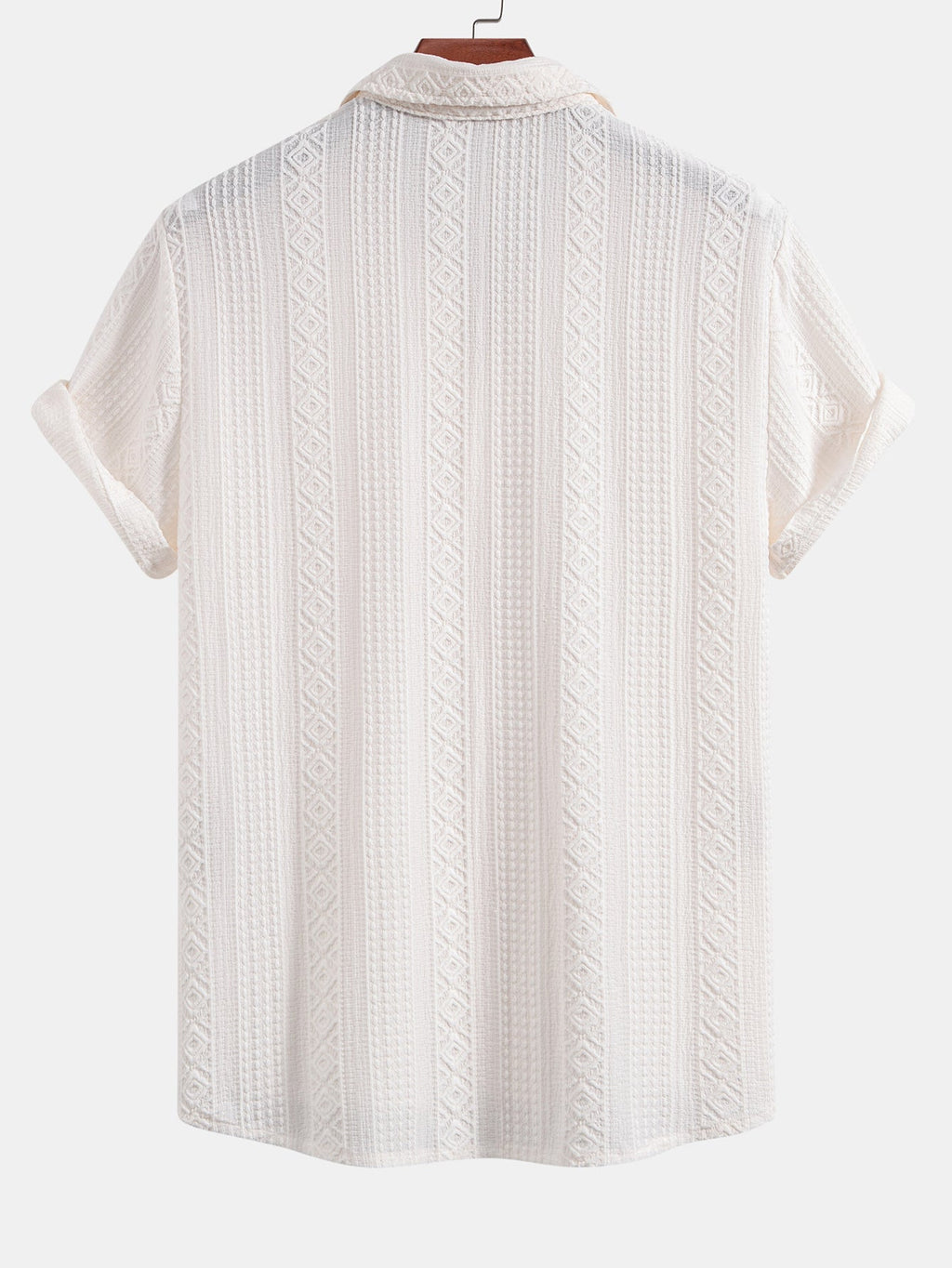 Set – geometrická jacquard košile a lněné kalhoty