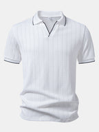 Set – elegantní geometrický jacquard polo a slim kalhoty