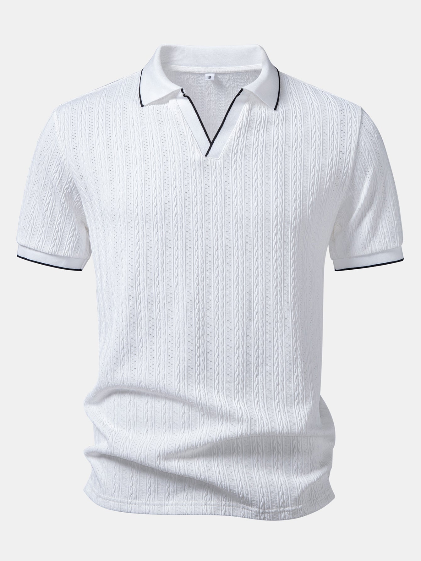 Set – elegantní geometrický jacquard polo a slim kalhoty