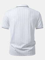 Set – elegantní geometrický jacquard polo a slim kalhoty