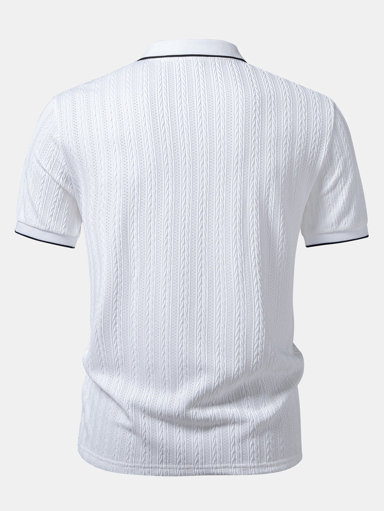 Set – elegantní geometrický jacquard polo a slim kalhoty