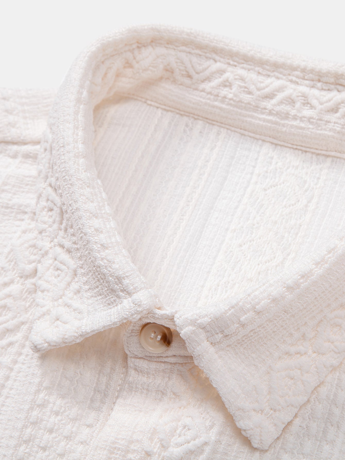 Set – geometrická jacquard košile a lněné kalhoty