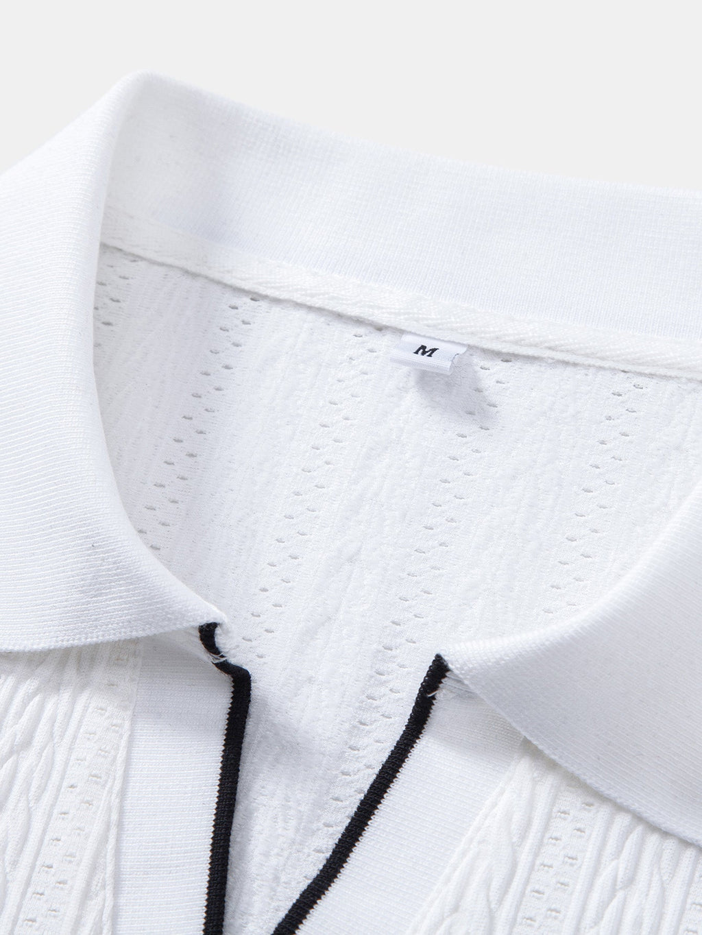 Set – elegantní geometrický jacquard polo a slim kalhoty