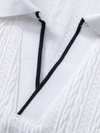 Set – elegantní geometrický jacquard polo a slim kalhoty