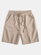 Set – geometrické jacquard polo a krátké kalhoty