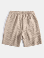 Set – geometrické jacquard polo a krátké kalhoty