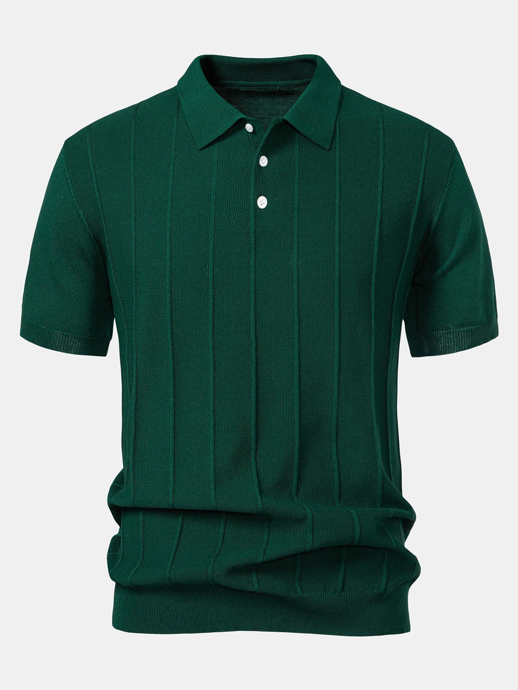 Set – pruhované jacquard polo pletené tričko a rovné kalhoty