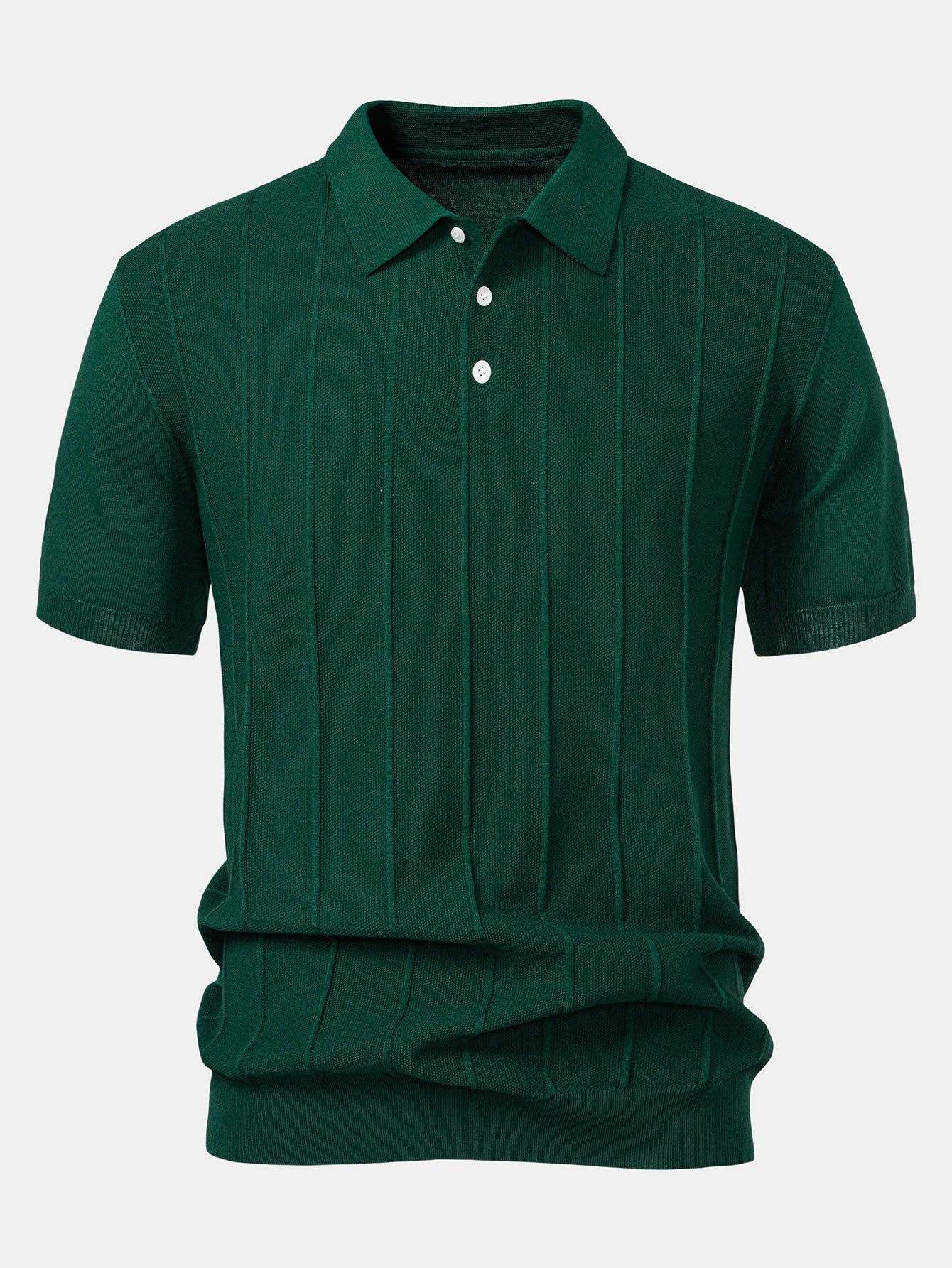 Set – pruhované jacquard polo pletené tričko a rovné kalhoty