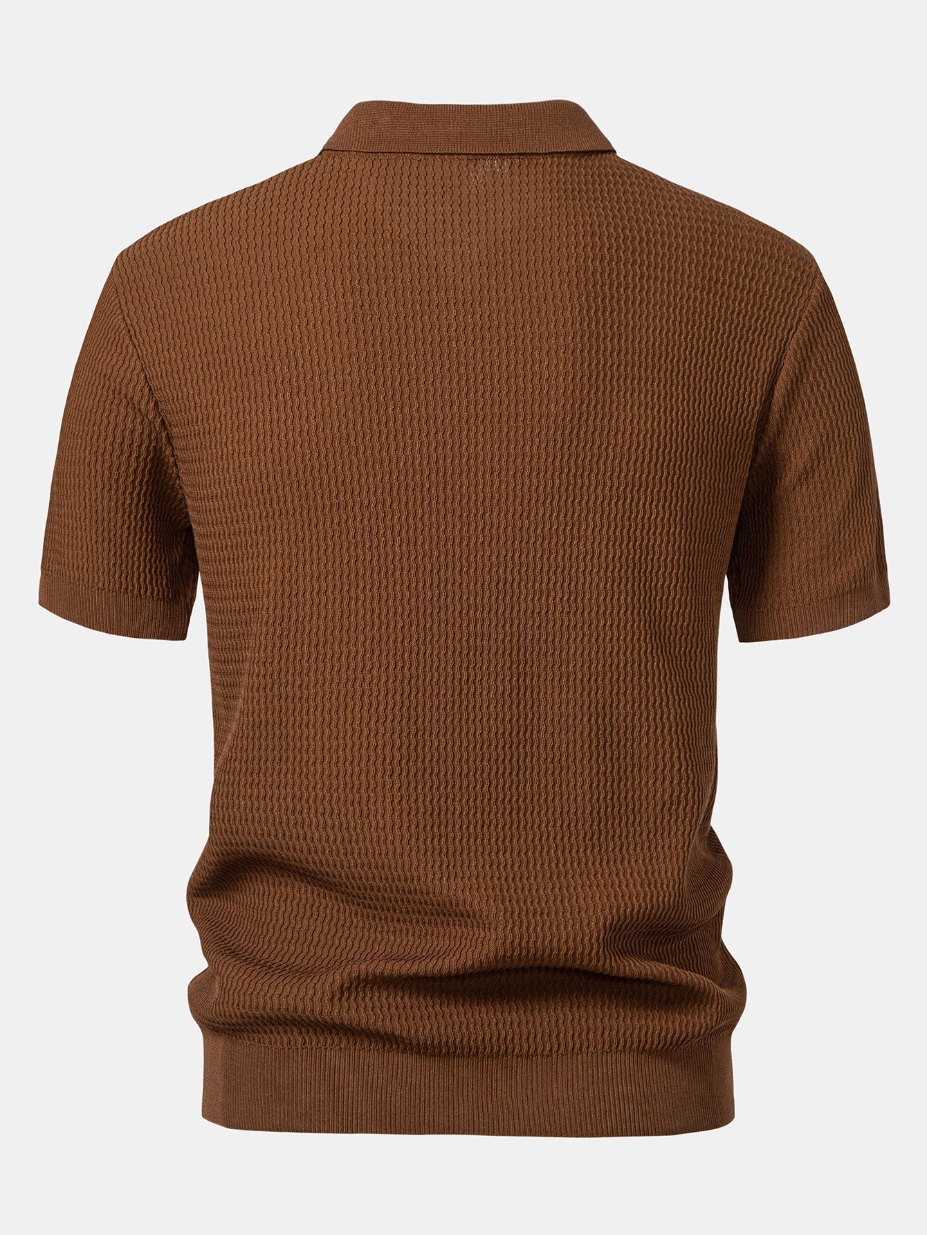 Set – V-výstřih jacquard polo svetr a rovné žebrované kalhoty