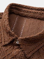 Set – geometrická jacquard košile a lněné kalhoty