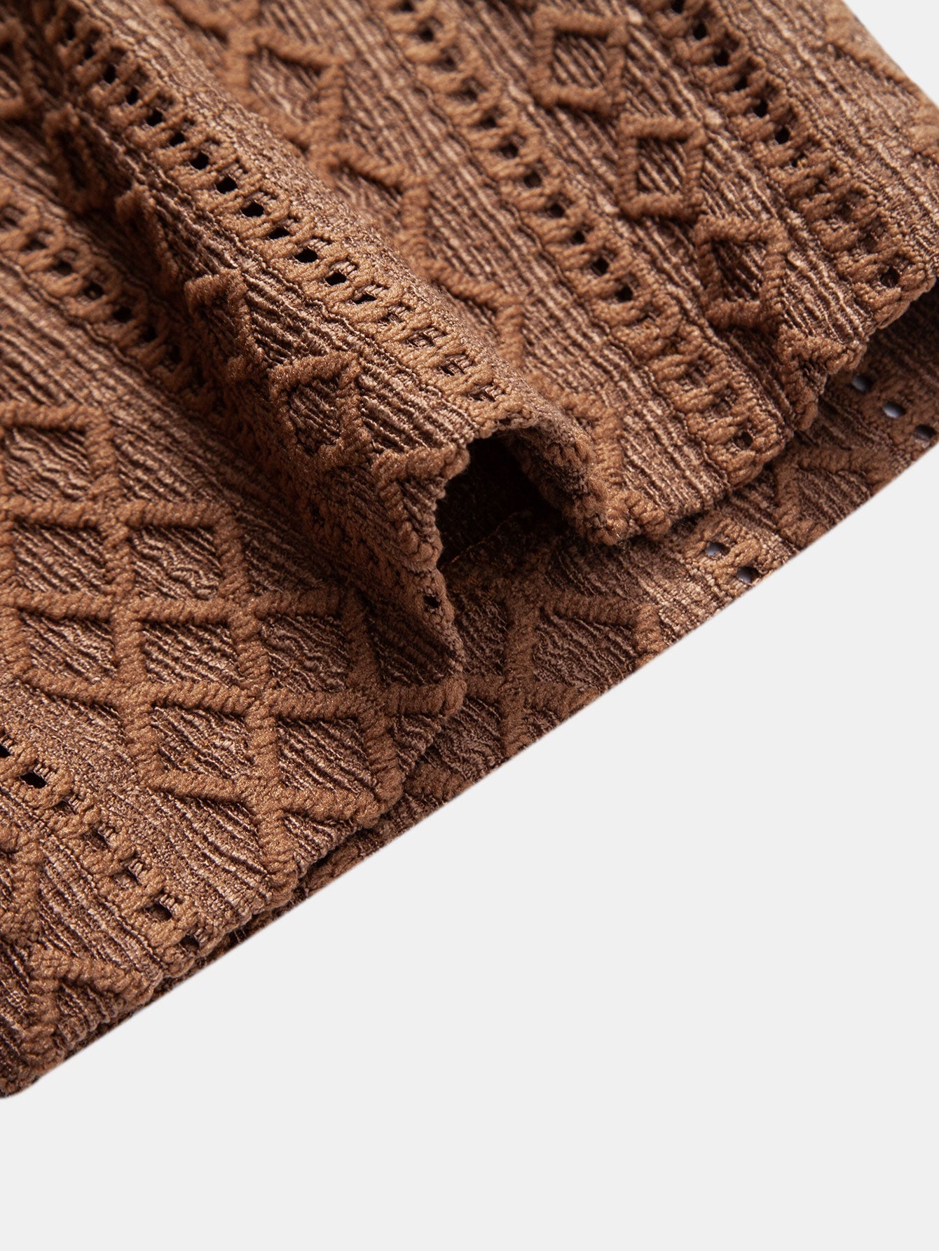 Set – geometrická jacquard košile a lněné kalhoty